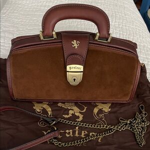 Gorgeous Pratesi Lady Brunelleschi Brown Suede Handbag